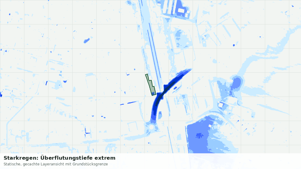 Statische Kartenansicht: Starkregen: Überflutungstiefe extrem