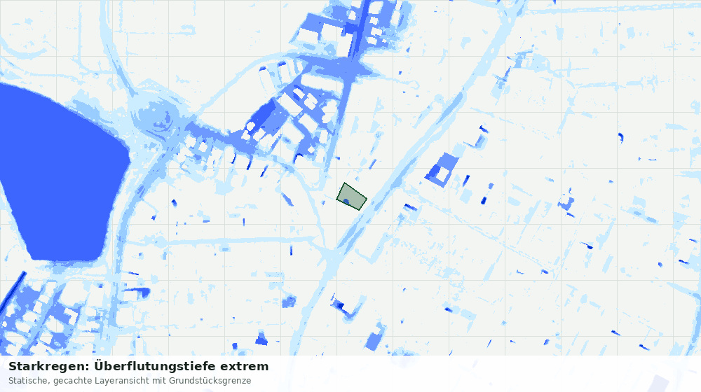 Statische Kartenansicht: Starkregen: Überflutungstiefe extrem