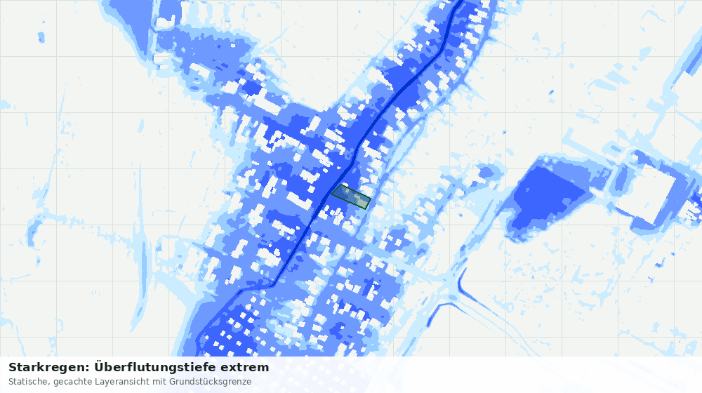 Statische Kartenansicht: Starkregen: Überflutungstiefe extrem