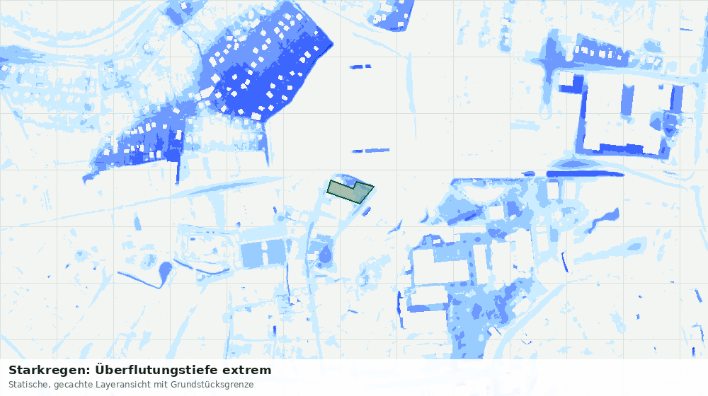 Statische Kartenansicht: Starkregen: Überflutungstiefe extrem