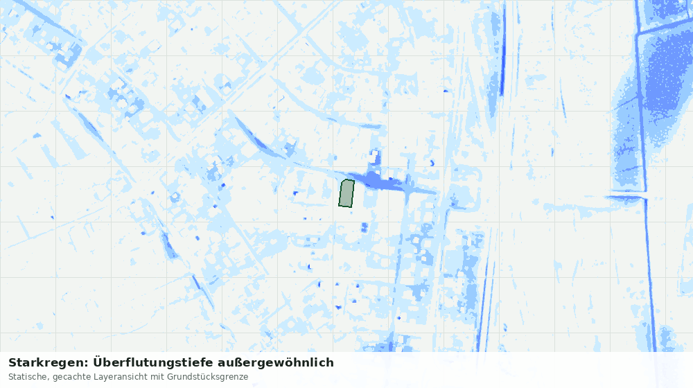 Statische Kartenansicht: Starkregen: Überflutungstiefe außergewöhnlich