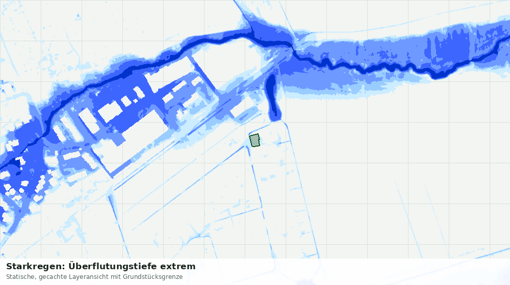 Statische Kartenansicht: Starkregen: Überflutungstiefe extrem