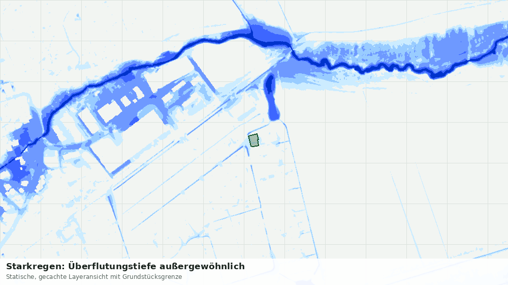 Statische Kartenansicht: Starkregen: Überflutungstiefe außergewöhnlich