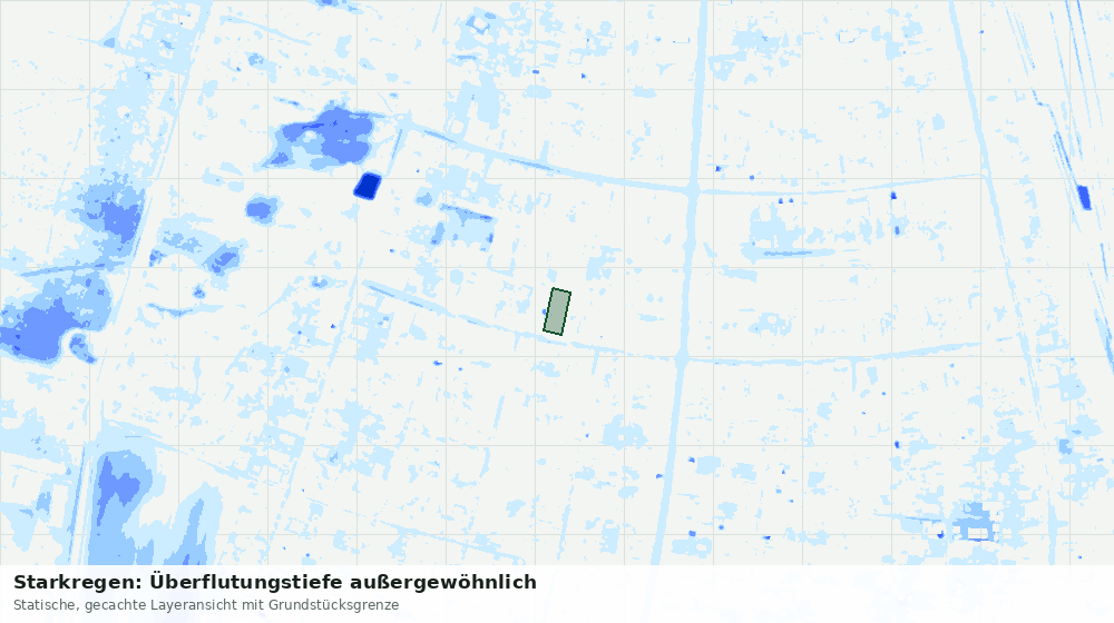 Statische Kartenansicht: Starkregen: Überflutungstiefe außergewöhnlich