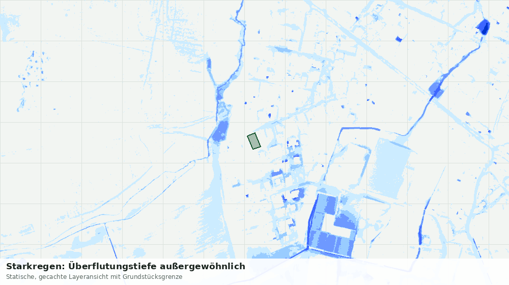 Statische Kartenansicht: Starkregen: Überflutungstiefe außergewöhnlich