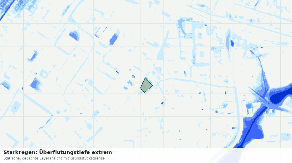 Statische Kartenansicht: Starkregen: Überflutungstiefe extrem