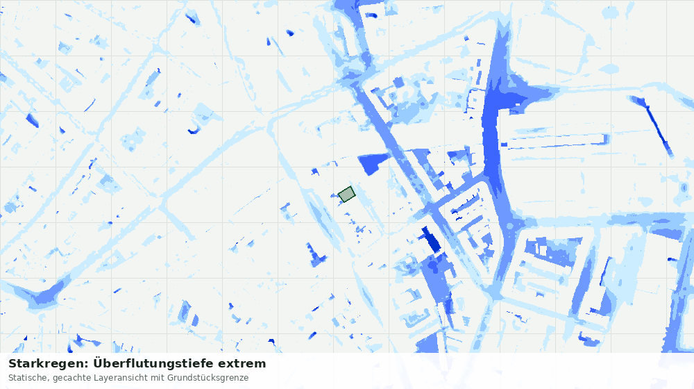 Statische Kartenansicht: Starkregen: Überflutungstiefe extrem