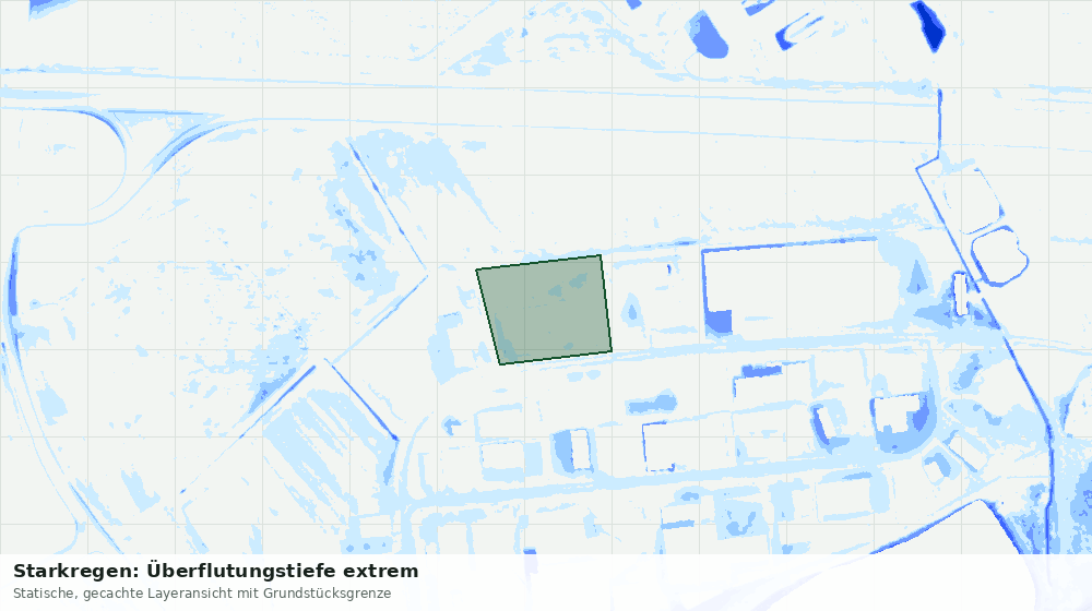Statische Kartenansicht: Starkregen: Überflutungstiefe extrem