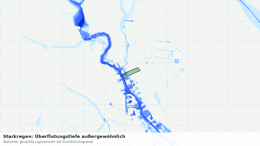 Statische Kartenansicht: Starkregen: Überflutungstiefe außergewöhnlich