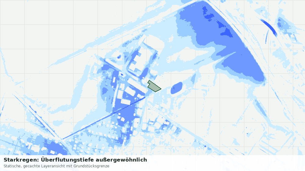 Statische Kartenansicht: Starkregen: Überflutungstiefe außergewöhnlich