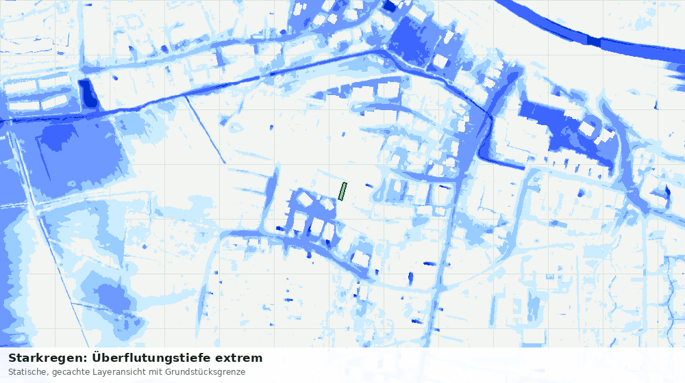 Statische Kartenansicht: Starkregen: Überflutungstiefe extrem