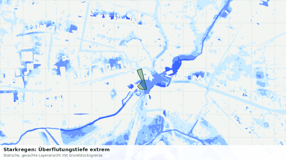 Statische Kartenansicht: Starkregen: Überflutungstiefe extrem