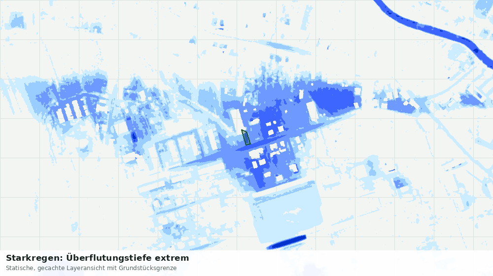 Statische Kartenansicht: Starkregen: Überflutungstiefe extrem