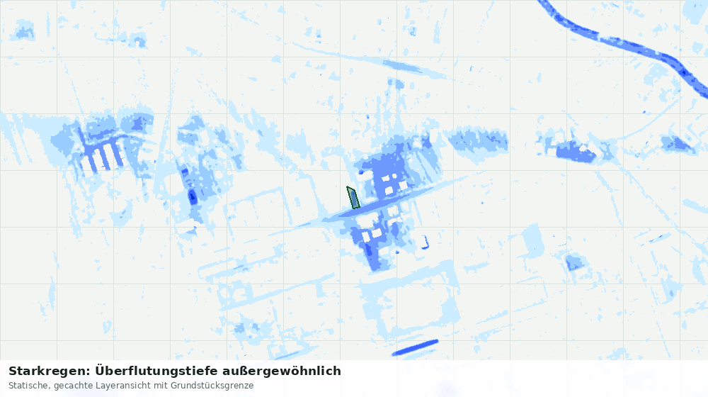 Statische Kartenansicht: Starkregen: Überflutungstiefe außergewöhnlich