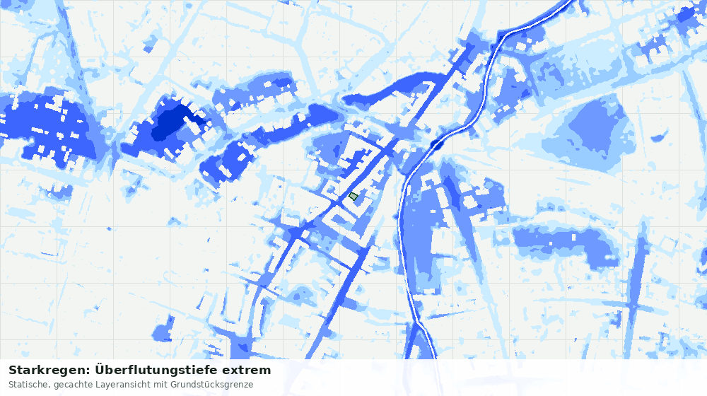 Statische Kartenansicht: Starkregen: Überflutungstiefe extrem