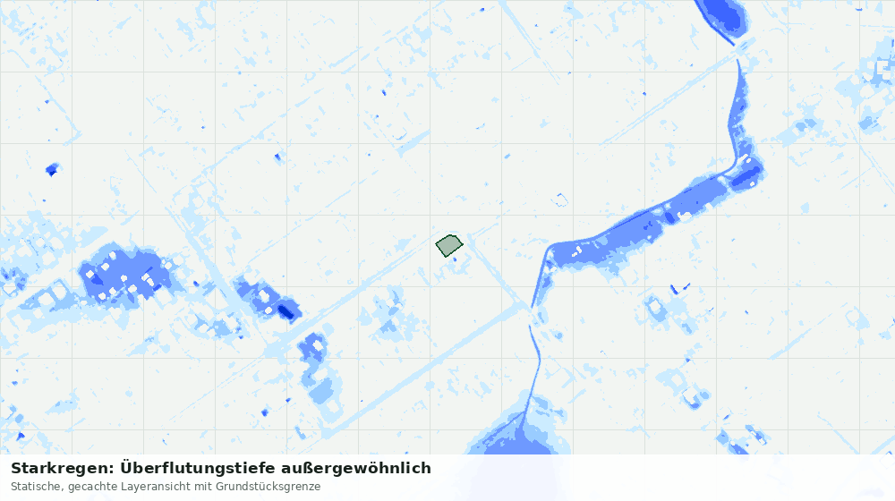 Statische Kartenansicht: Starkregen: Überflutungstiefe außergewöhnlich