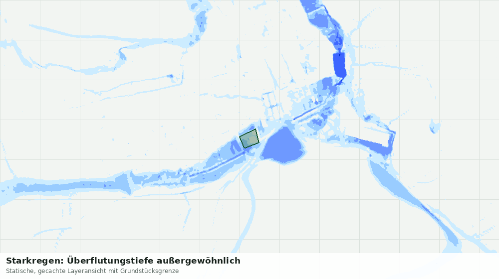Statische Kartenansicht: Starkregen: Überflutungstiefe außergewöhnlich