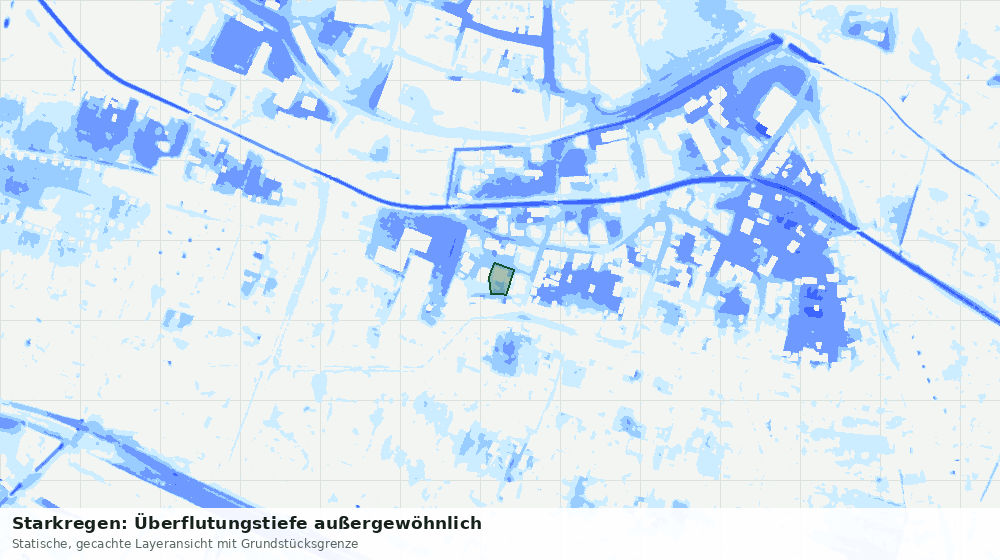 Statische Kartenansicht: Starkregen: Überflutungstiefe außergewöhnlich