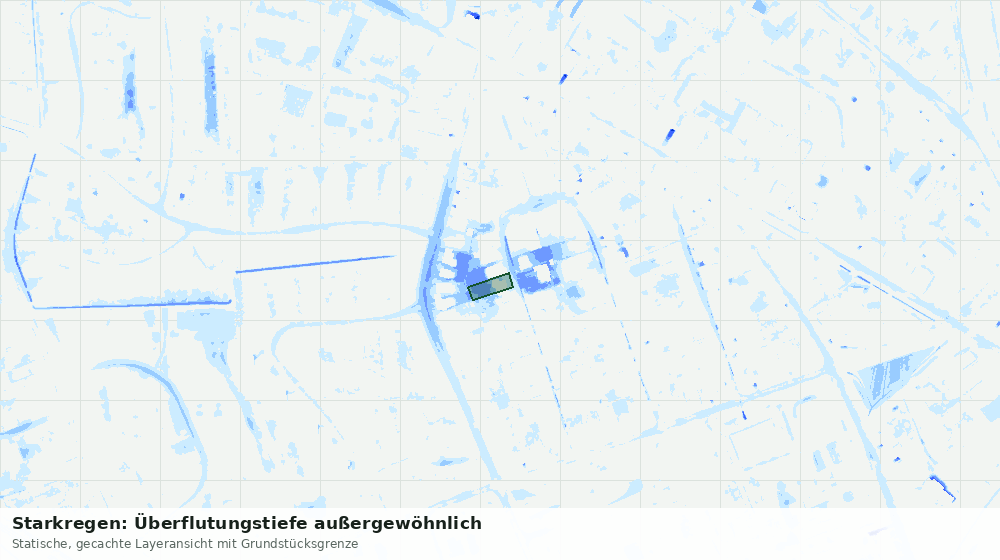 Statische Kartenansicht: Starkregen: Überflutungstiefe außergewöhnlich