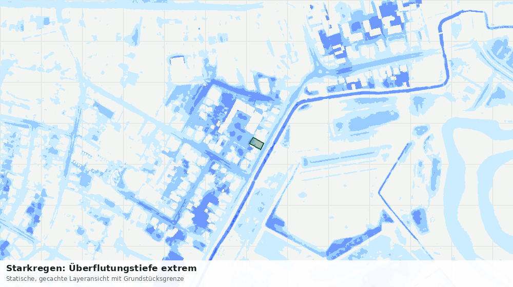 Statische Kartenansicht: Starkregen: Überflutungstiefe extrem