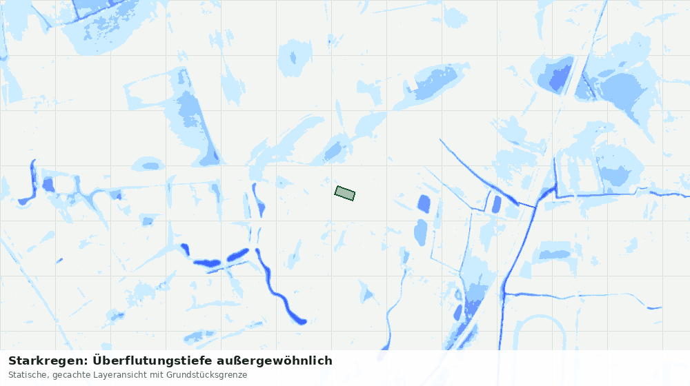 Statische Kartenansicht: Starkregen: Überflutungstiefe außergewöhnlich