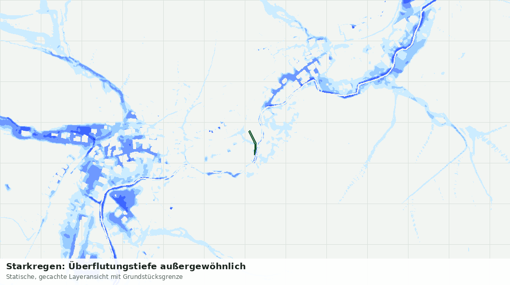 Statische Kartenansicht: Starkregen: Überflutungstiefe außergewöhnlich
