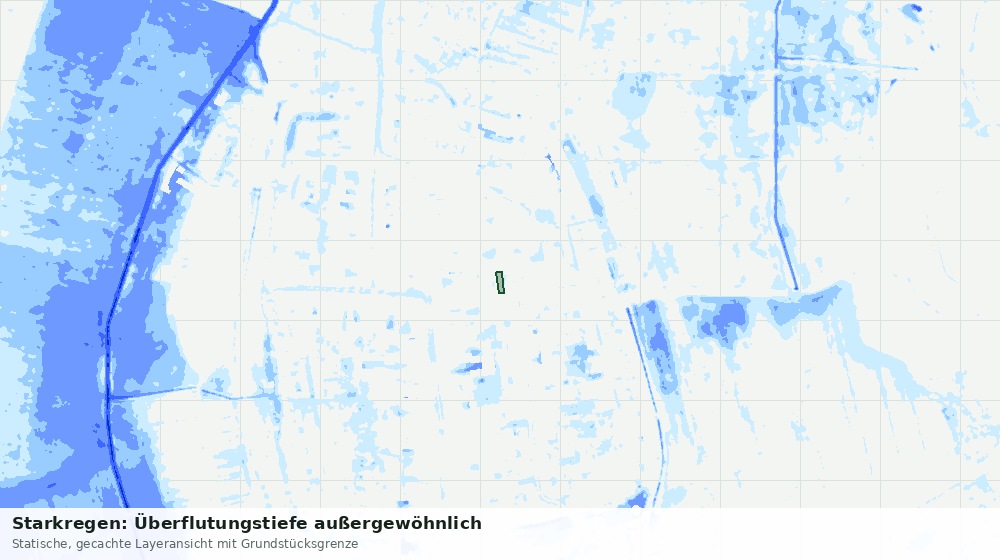 Statische Kartenansicht: Starkregen: Überflutungstiefe außergewöhnlich