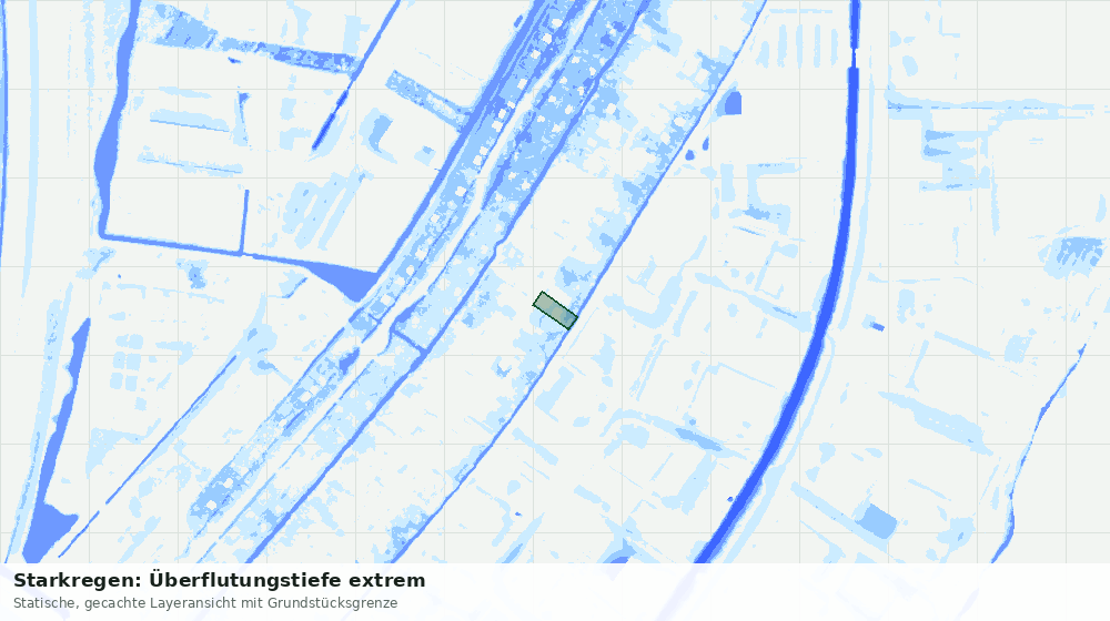 Statische Kartenansicht: Starkregen: Überflutungstiefe extrem