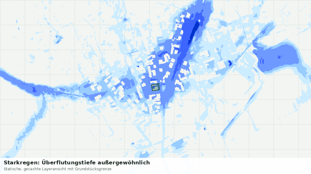 Statische Kartenansicht: Starkregen: Überflutungstiefe außergewöhnlich
