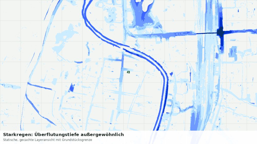 Statische Kartenansicht: Starkregen: Überflutungstiefe außergewöhnlich