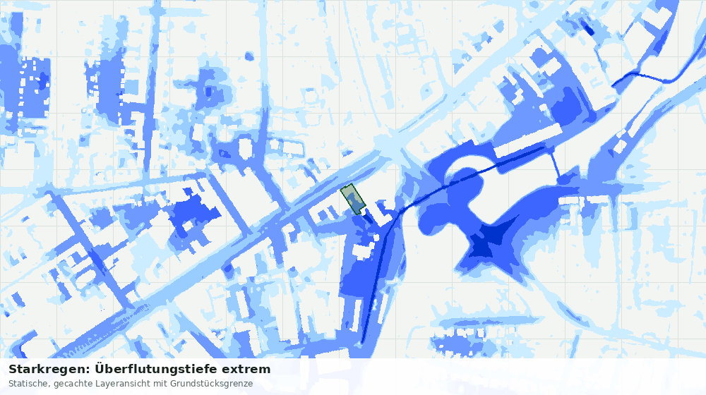 Statische Kartenansicht: Starkregen: Überflutungstiefe extrem