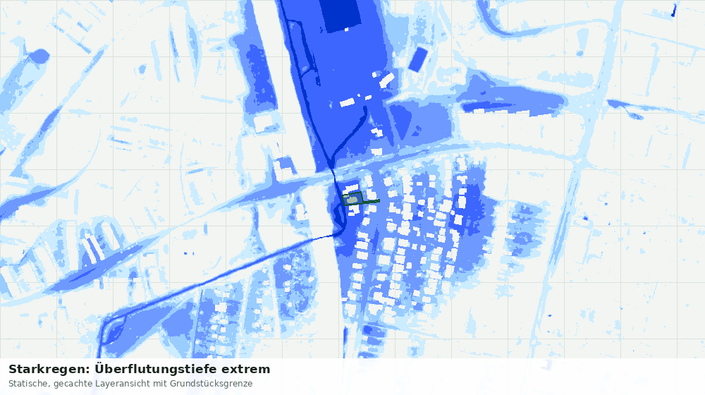 Statische Kartenansicht: Starkregen: Überflutungstiefe extrem