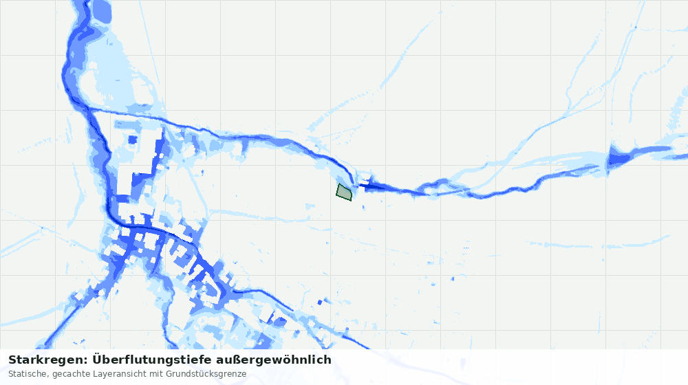 Statische Kartenansicht: Starkregen: Überflutungstiefe außergewöhnlich