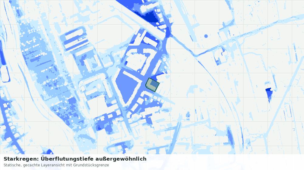 Statische Kartenansicht: Starkregen: Überflutungstiefe außergewöhnlich