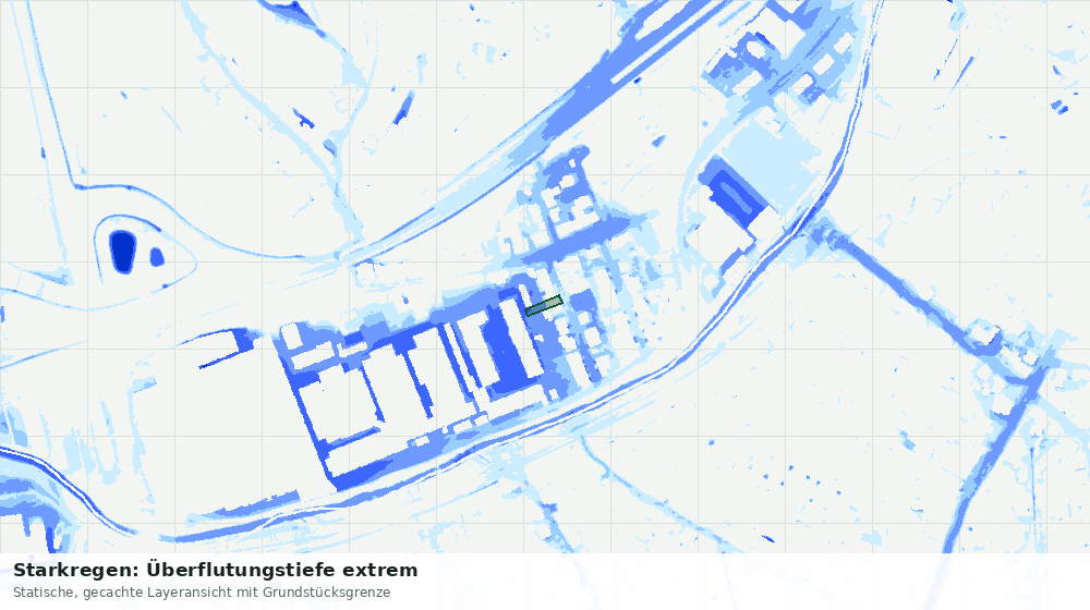Statische Kartenansicht: Starkregen: Überflutungstiefe extrem