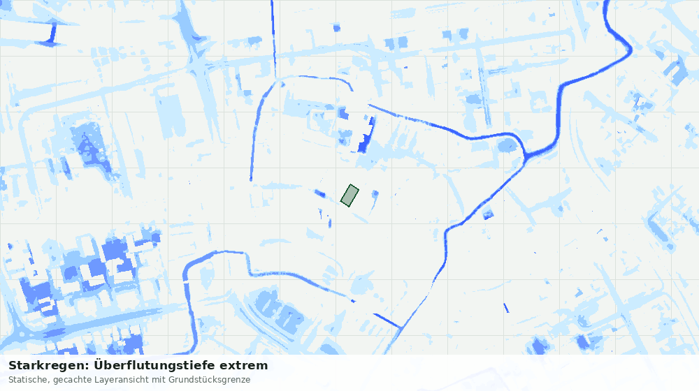 Statische Kartenansicht: Starkregen: Überflutungstiefe extrem