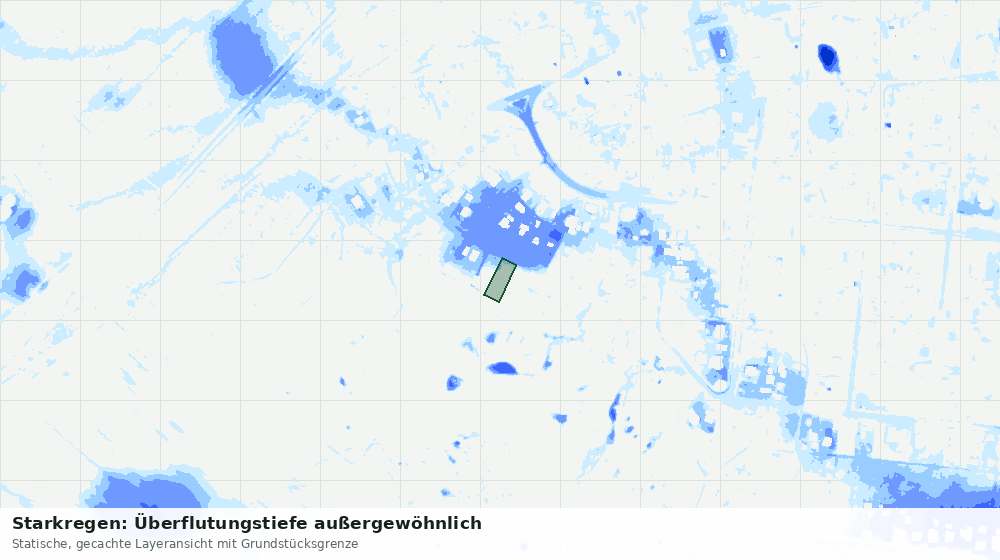 Statische Kartenansicht: Starkregen: Überflutungstiefe außergewöhnlich