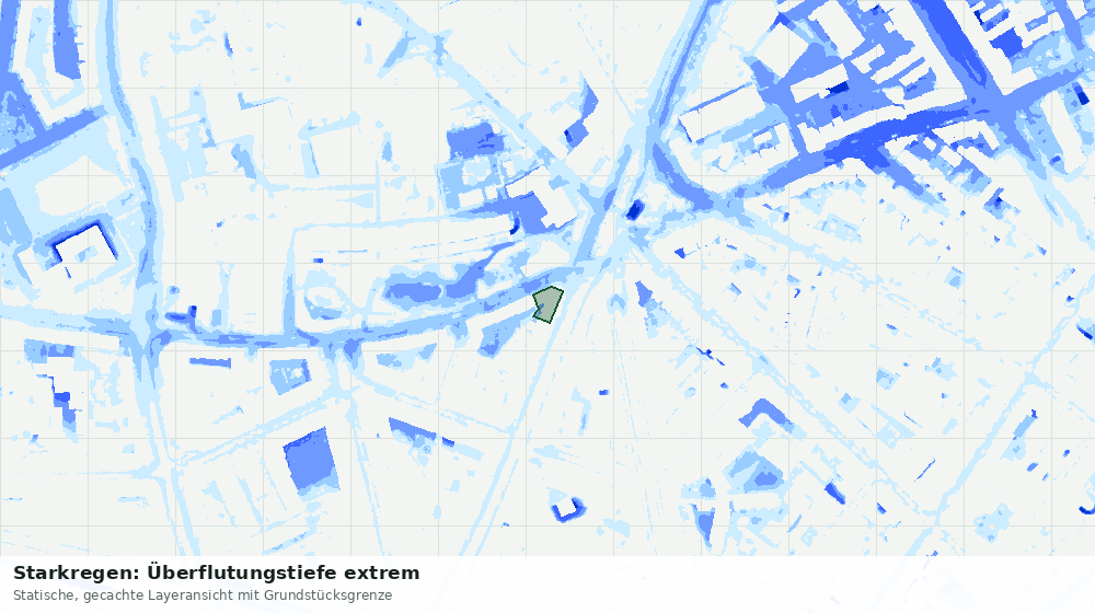 Statische Kartenansicht: Starkregen: Überflutungstiefe extrem