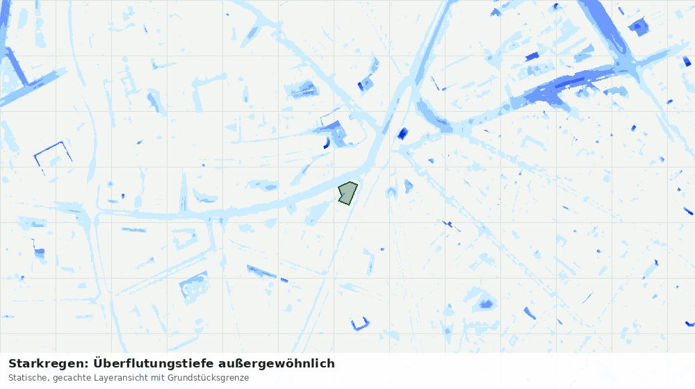Statische Kartenansicht: Starkregen: Überflutungstiefe außergewöhnlich