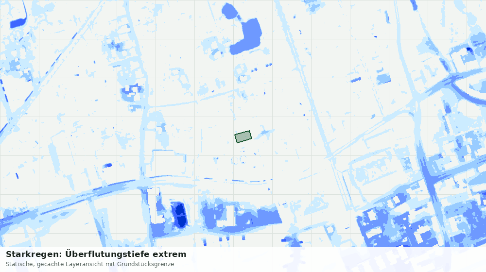 Statische Kartenansicht: Starkregen: Überflutungstiefe extrem