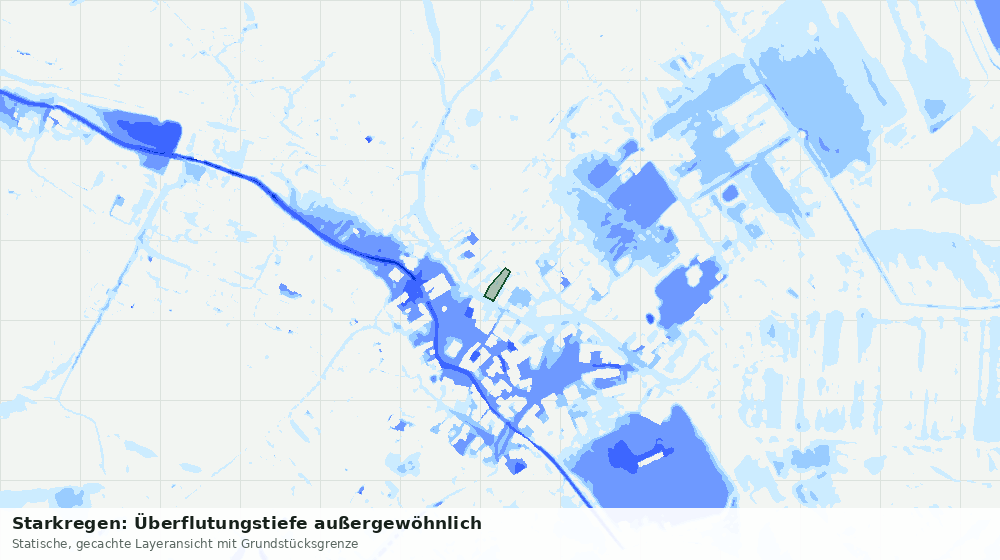 Statische Kartenansicht: Starkregen: Überflutungstiefe außergewöhnlich
