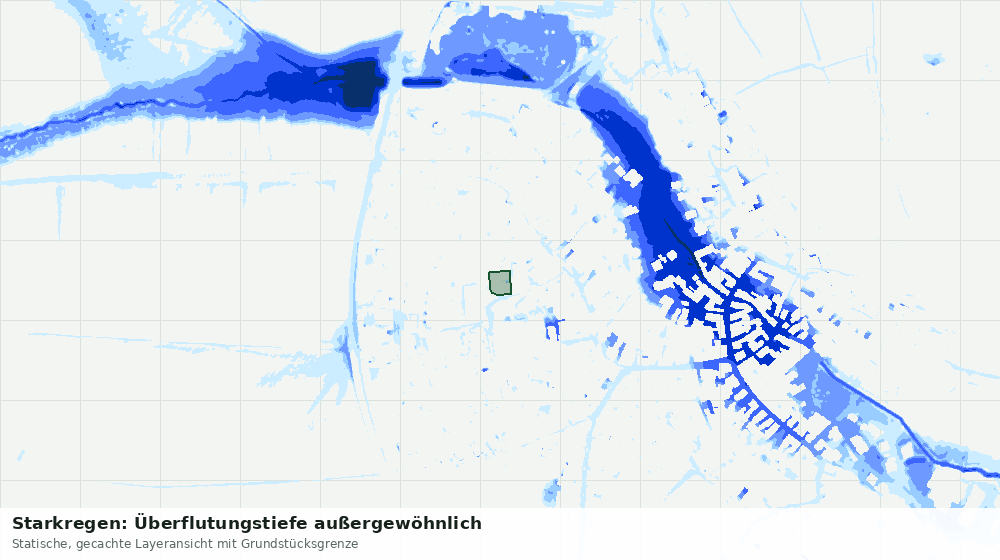 Statische Kartenansicht: Starkregen: Überflutungstiefe außergewöhnlich