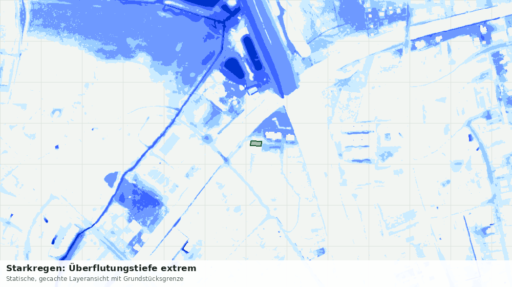 Statische Kartenansicht: Starkregen: Überflutungstiefe extrem