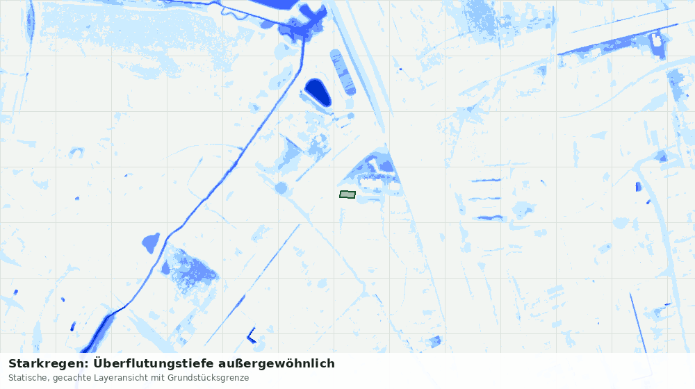 Statische Kartenansicht: Starkregen: Überflutungstiefe außergewöhnlich