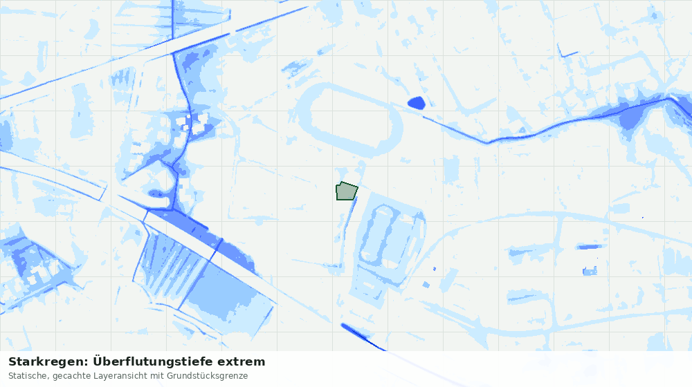 Statische Kartenansicht: Starkregen: Überflutungstiefe extrem