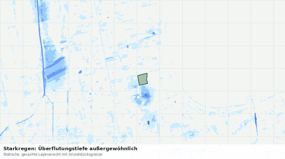 Statische Kartenansicht: Starkregen: Überflutungstiefe außergewöhnlich