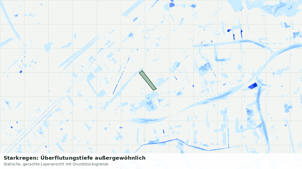 Statische Kartenansicht: Starkregen: Überflutungstiefe außergewöhnlich