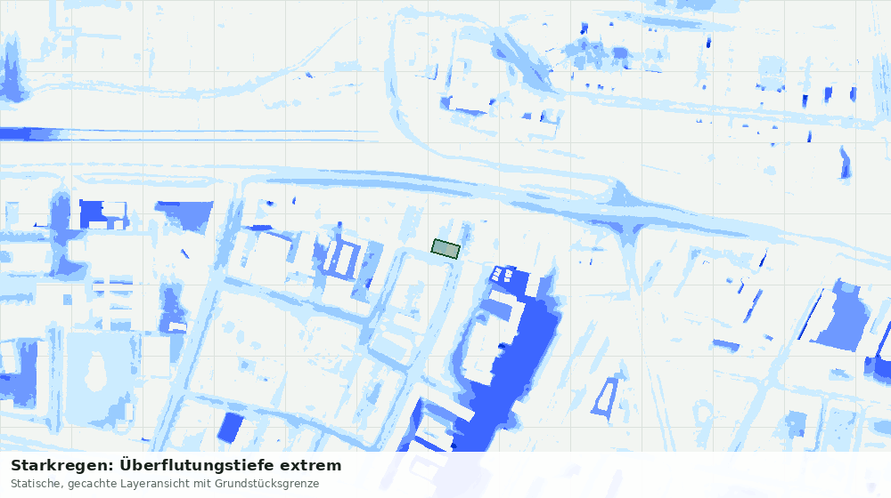 Statische Kartenansicht: Starkregen: Überflutungstiefe extrem