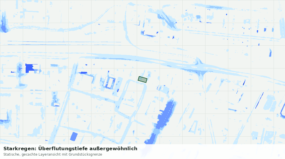 Statische Kartenansicht: Starkregen: Überflutungstiefe außergewöhnlich