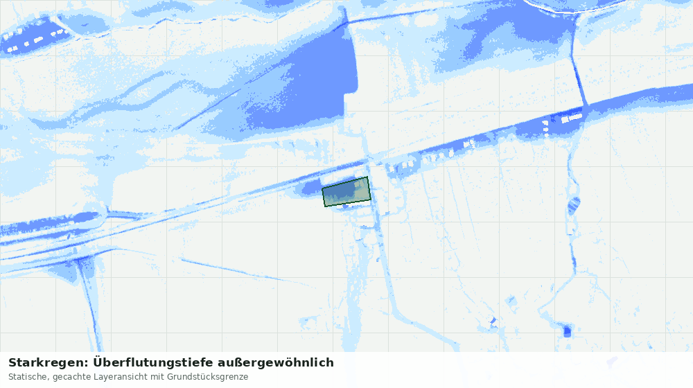 Statische Kartenansicht: Starkregen: Überflutungstiefe außergewöhnlich